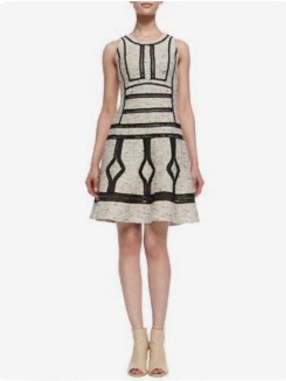 NWT Diane von Frustenberg Margot Tweed Dress, Desert Sand, 2 US